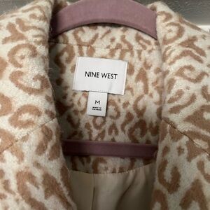Nine West Cream and Tan Patterned Pea Coat